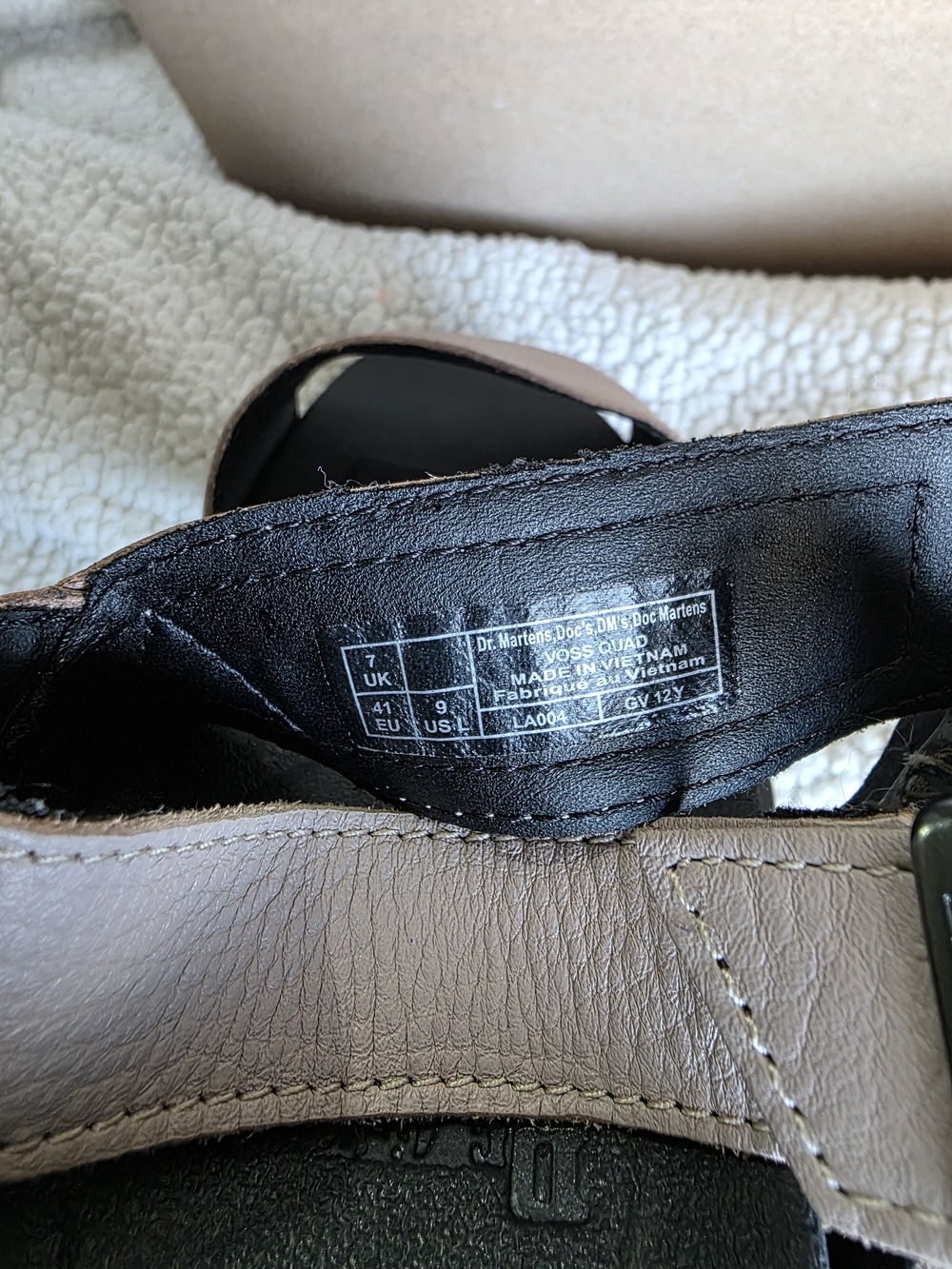 Dr. Martens Light Pink Platform Sandals with Yellow Stitching - Picture 5 of 5